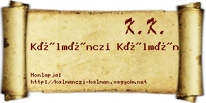 Kálmánczi Kálmán névjegykártya